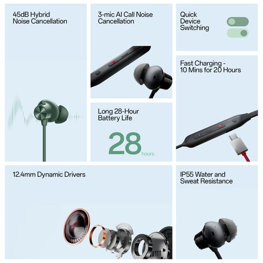 Zappods Bullets Z2 ANC Bluetooth Wireless in Ear Earphones with Mic, Bombastic Bass, 10 Mins Charge - 20 Hrs Music, 30 Hrs Battery Life