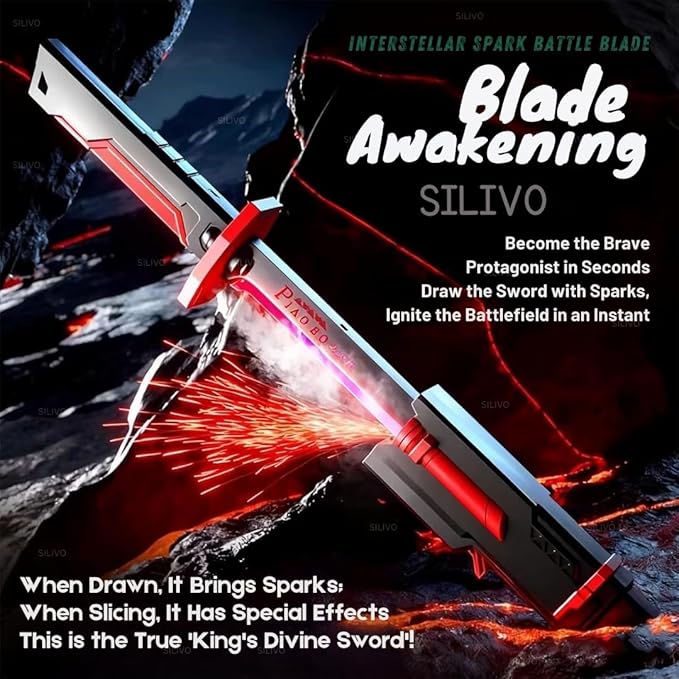 LED Katana Sword with Smoke & Spark Effects, 7-Color Light Blade with Sound FX, Anime-Inspired Cosplay Katana for Roleplay, Halloween, Parties, Collectors, and Display